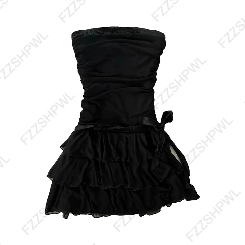 Y2k gotische ästhetische Punk-Spitze Frauen Kleid schickes Muster drucken Emo Mädchen Vintage Harajuku Streetwear Hip Hop Rock sexy schlankes Kleid So ist Leben