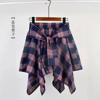 Plaid Rock Frauen Plissee Schnür Krawatte Minirock y2k Streetwear Harajuku Vintage unregelmäßige Sport Straße Frauen Furz Vorhang So ist Leben