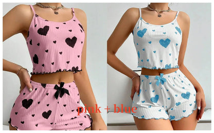 Lässige, weiche, kurze Nachtwäsche-Tanktops mit Liebesdruck - So ist Leben