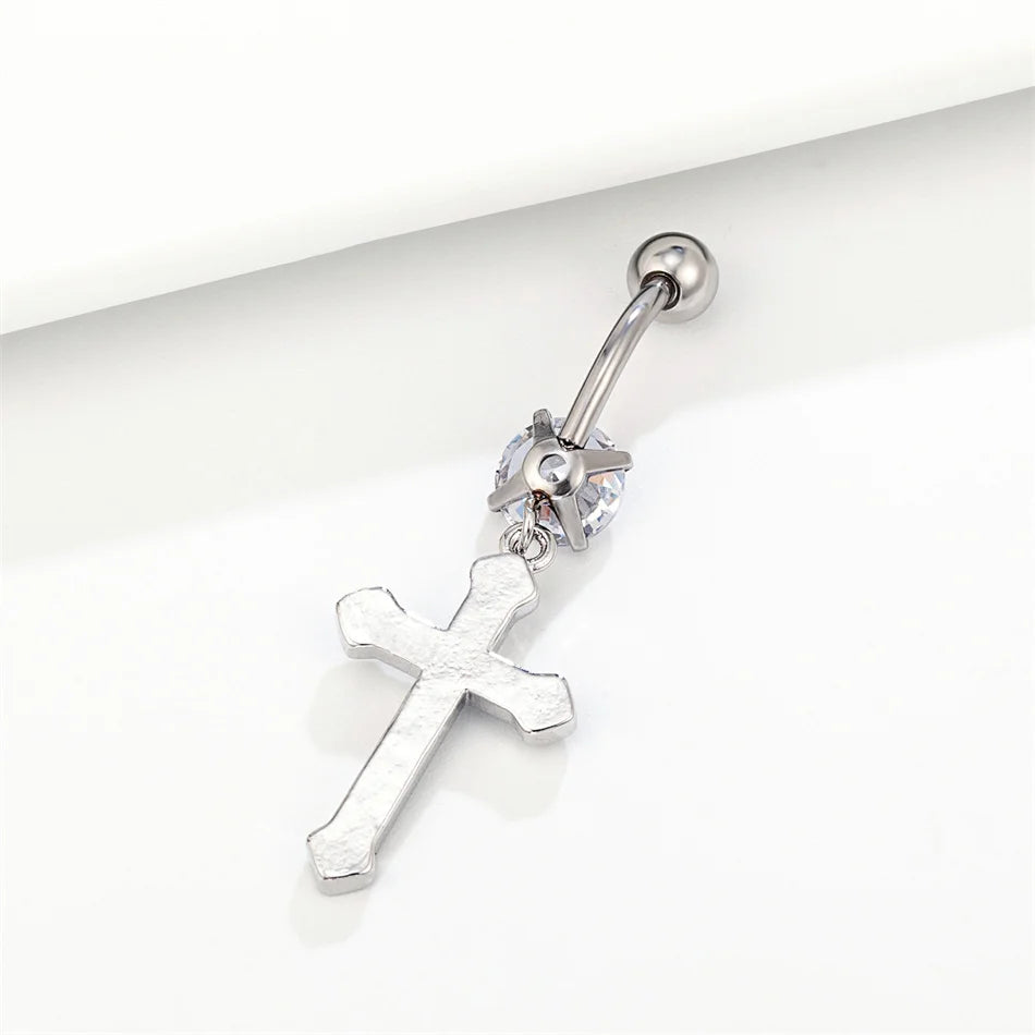 Chirurgischer Kreuz-Anhänger Bauchnabelpiercing Kristall Edelstahl Bauchnabelpiercing Ohrring 14G 10mm Barbell Körperschmuck Accessoires So ist Leben