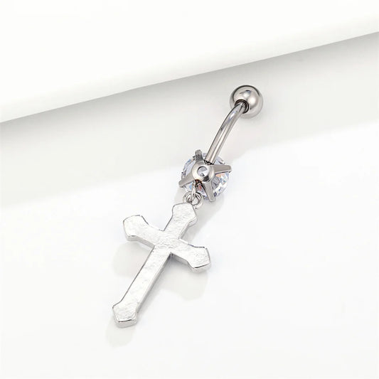 Chirurgischer Kreuz-Anhänger Bauchnabelpiercing Kristall Edelstahl Bauchnabelpiercing Ohrring 14G 10mm Barbell Körperschmuck Accessoires So ist Leben