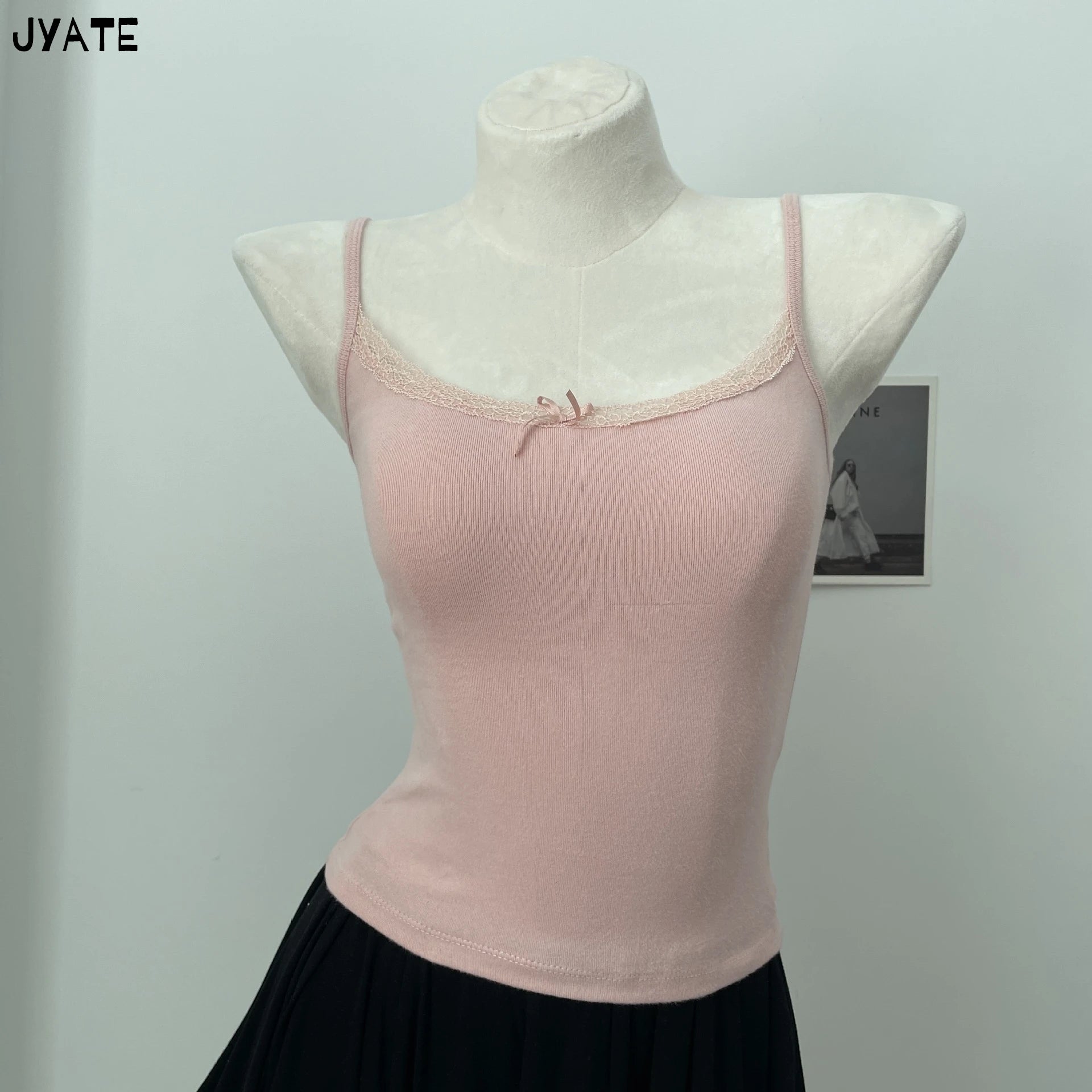 Süße Blumendruck Öse Schleife abgeschnittene Westen Frauen Baumwolle beiläufige dünne Spitzenbesatz Tank Tops Vintage Adrette süße Leibchen Y2K So ist Leben