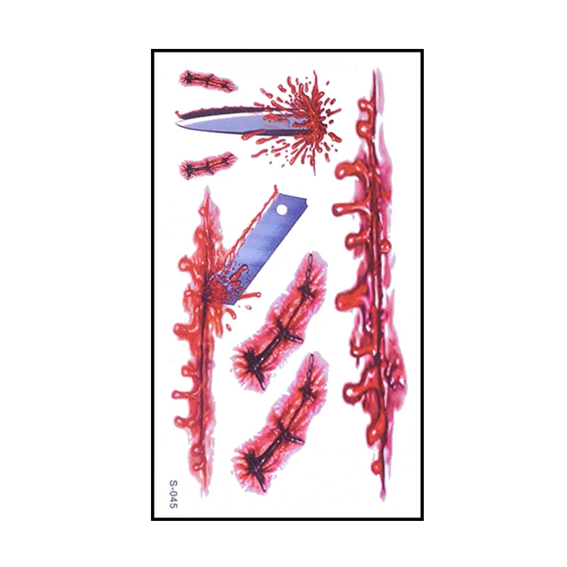 6 stücke Halloween Blutige Wunde Tattoo Aufkleber Trick Scary Wasserdicht Temporäre Tattoo DIY Gefälschte Tattoo Halloween Party Dekoration So ist Leben