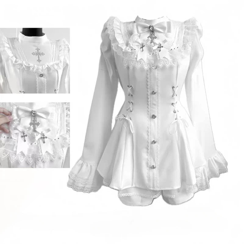 Gothic Lolita Zweiteiler Damen – Modernes A‑Linien Set - So ist Leben