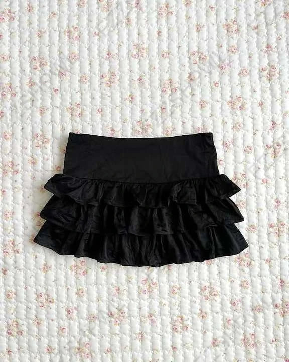 Kawaii Damen Miniröcke Einfarbig Y2k Punk Sexy Slim Streetwear Bogen Faltenrock Emo Mädchen Gothic Damen Kleidung Vintage So ist Leben
