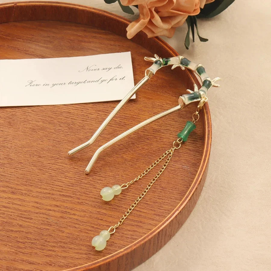 U-förmige Haarnadel aus Metall, Perlen-Schmetterlings-Haar-Accessoire, neuer chinesischer Stil, antikes Gefühl, hochwertige florale Step-Rock-Haarnadel So ist Leben