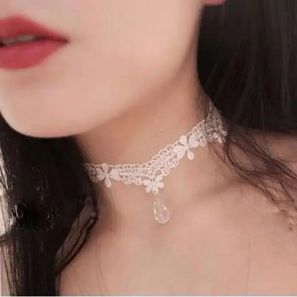 Anhänger weiße Spitzenkragen-Halskette für Frauen und Mädchen, dunkler Loli-Stil, Halloween-Schmuck - So ist Leben