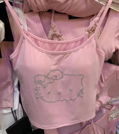Hello‑Kitty Camis Top im modernen Y2K‑Design