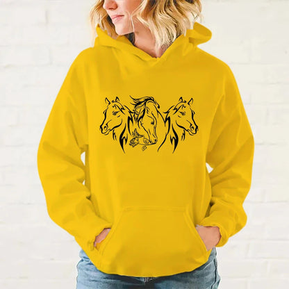 Y2K Hoodies Pferde-Hoodies Pullover Unisex Kapuzenpullover Harajuku Streetwear Langarm So ist Leben
