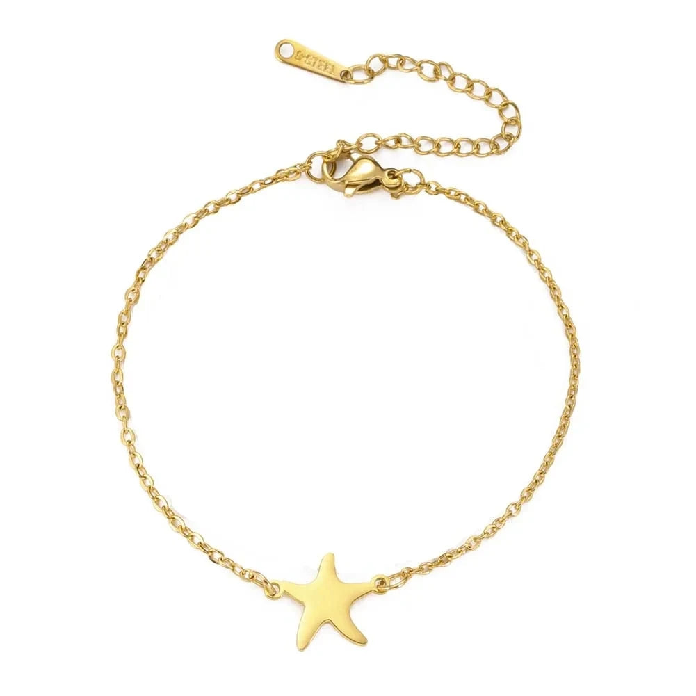 LIKGREAT Edelstahl-Seestern-Fußkettchen für Damen, verstellbare Strand-Fußkette, doppellagiges Sommer-Knöchelarmband, Schmuck, Geschenk So ist Leben