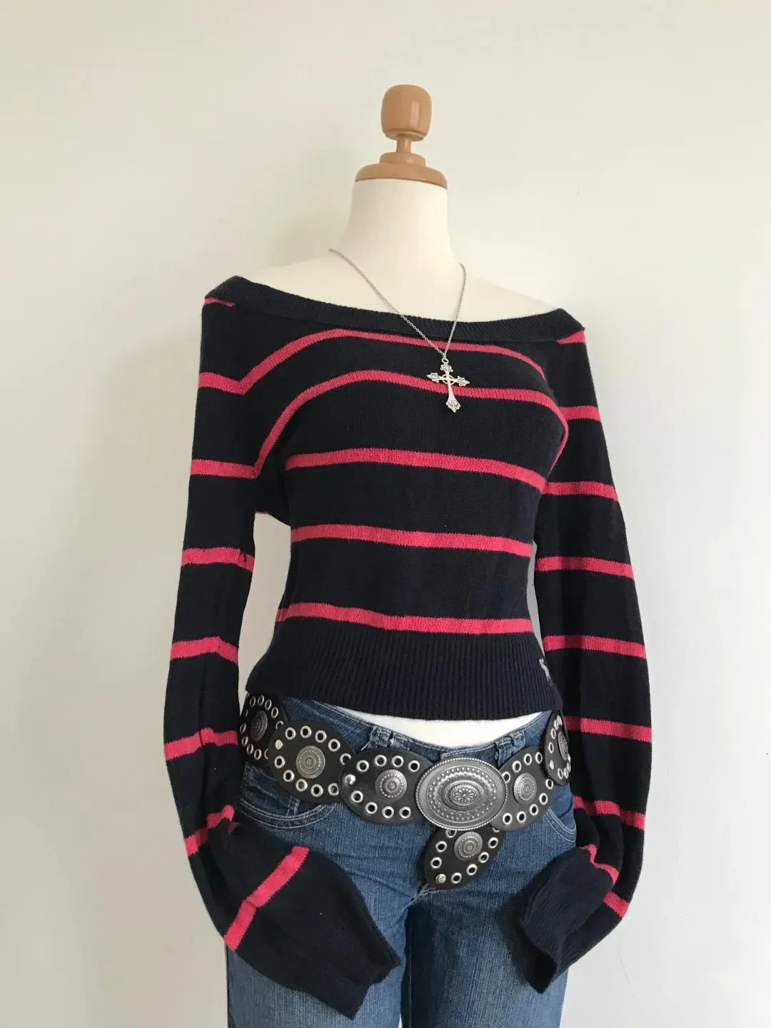 Spicy Girls Stripe Harajuku Y2k Langarm Top Streetwear Rock Goth Chic Crop Top Hip Hop Chic Langarm Pullover Mode Punk So ist Leben