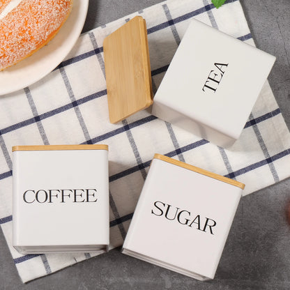 3Pcs Kaffee Bean Lagerung Kanister Tee Zucker Vakuum Versiegelt Gläser Eisen Kanister Wärme Küche Creme Kann Luftdichten Deckel So ist Leben