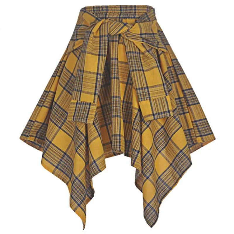 Plaid Rock Frauen Plissee Schnür Krawatte Minirock y2k Streetwear Harajuku Vintage unregelmäßige Sport Straße Frauen Furz Vorhang So ist Leben