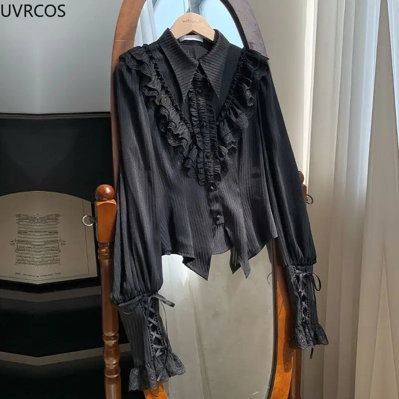 Japanische Kawaii Lolita Blusen Frauen Viktorianischen Vintage Laterne Hülse Shirts Tops Y2k Ästhetischen Cospaly JK Blusas Mujer De Moda - So ist Leben
