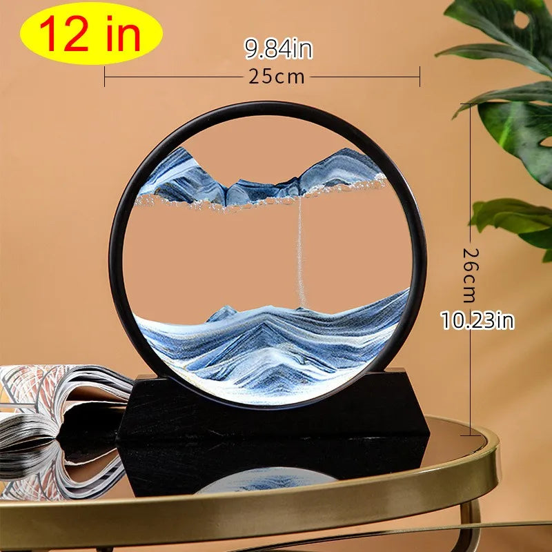 1 Stück 3D Runde Glas-Sanduhr mit Beweglichem Sand, Sandlandschaften als Heimdekoration, Einzigartiges Schreibtisch-Dekor - Bewegliche Sanduhr So ist Leben