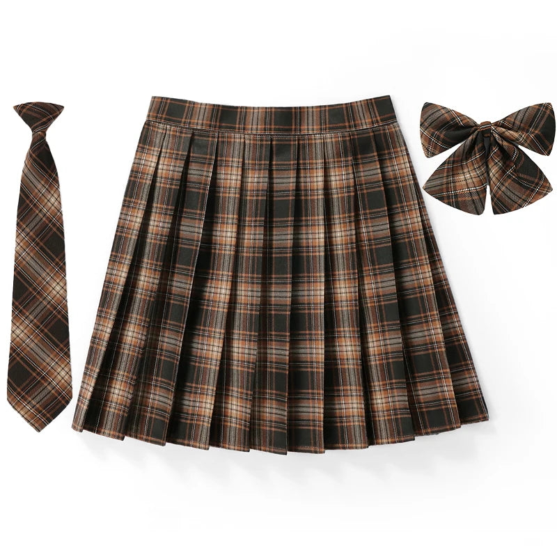 Frauen Hohe Taille Gefaltete Rock Plaid Krawatte Sommer Neue Harajuku Preppy Mini EINE Linie Japanische Schule Uniformen Mädchen Kawaii Rock So ist Leben