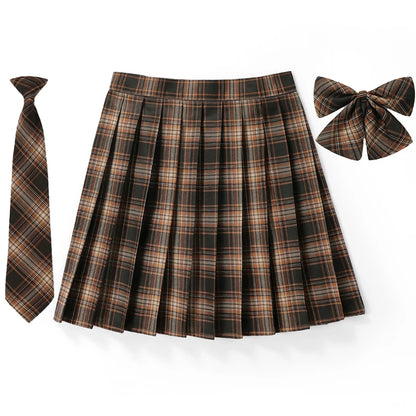 Frauen Hohe Taille Gefaltete Rock Plaid Krawatte Sommer Neue Harajuku Preppy Mini EINE Linie Japanische Schule Uniformen Mädchen Kawaii Rock So ist Leben