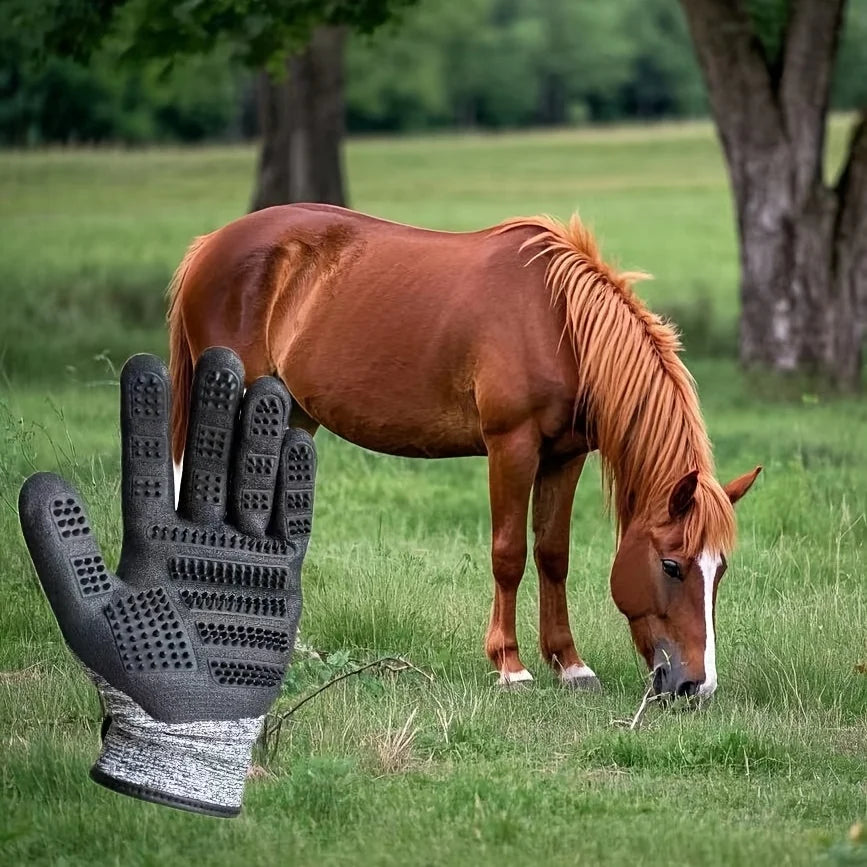 1 Paar Pferdepflege-Handschuhe, Fellpflege-Bürste, Tierhaar-Entferner-Handschuhe für Pferdemassage und -reinigung, Fellpflege-Werkzeug für langes und kurzes Fell So ist Leben