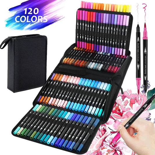 12/24/60/72/100/120 Farben Aquarell Kunst Marker Pinsel Stift Dual Tip Fin eliner Zeichnung für Kalligraphie Malerei Set Kunst zubehör So ist Leben