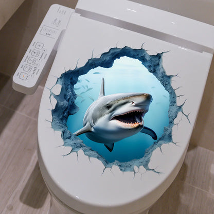 1pc 3D Sea World Shark Lustige Toilette Aufkleber Badezimmer Wc Deckel Rückenlehne Wand Vinyl Aufkleber Selbst-klebe wasserdicht Aufkleber So ist Leben