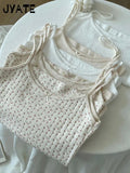 Süße Blumendruck Öse Schleife abgeschnittene Westen Frauen Baumwolle beiläufige dünne Spitzenbesatz Tank Tops Vintage Adrette süße Leibchen Y2K So ist Leben