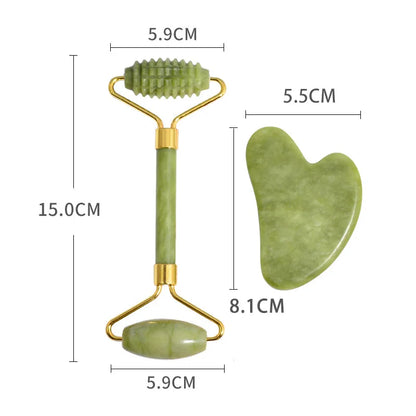 2 stücke Jade Massagegeräte Für Gesicht Körper Gua Sha Schaber Schönheit Gesichts Roller Set Natürliche Gouache Stein Massage Abnehmen Hautpflege heben So ist Leben