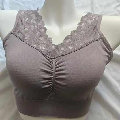 Stoßfester Sport-Bralette mit Spitzenbesatz, dünn, für den Sommer, ohne Stahlring, Unterwäsche ohne Brustpolster, atmungsaktiv, bequemer Sport-BH So ist Leben