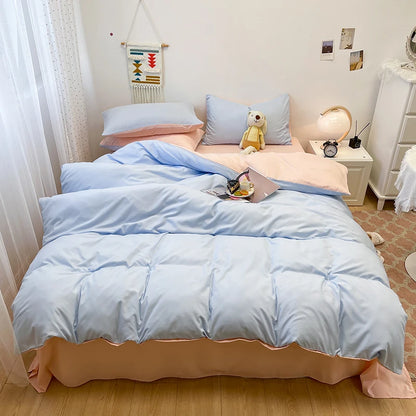 Schwarzes Bettwäsche set weiches Bettwäsche set gewaschener Baumwoll bett bezug Kissen bezug und Bettlaken постельное бельё набор Home Bettwäsche So ist Leben