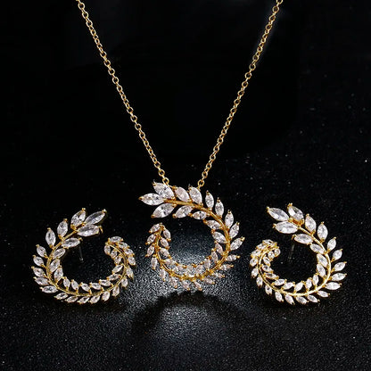 Zwei Größe Neue Design Luxus AAA Zirkon Olivenzweig Ohrringe und Anhänger Schmuck Sets Für Mode Frauen Hochzeit Schmuck Set AS128 So ist Leben