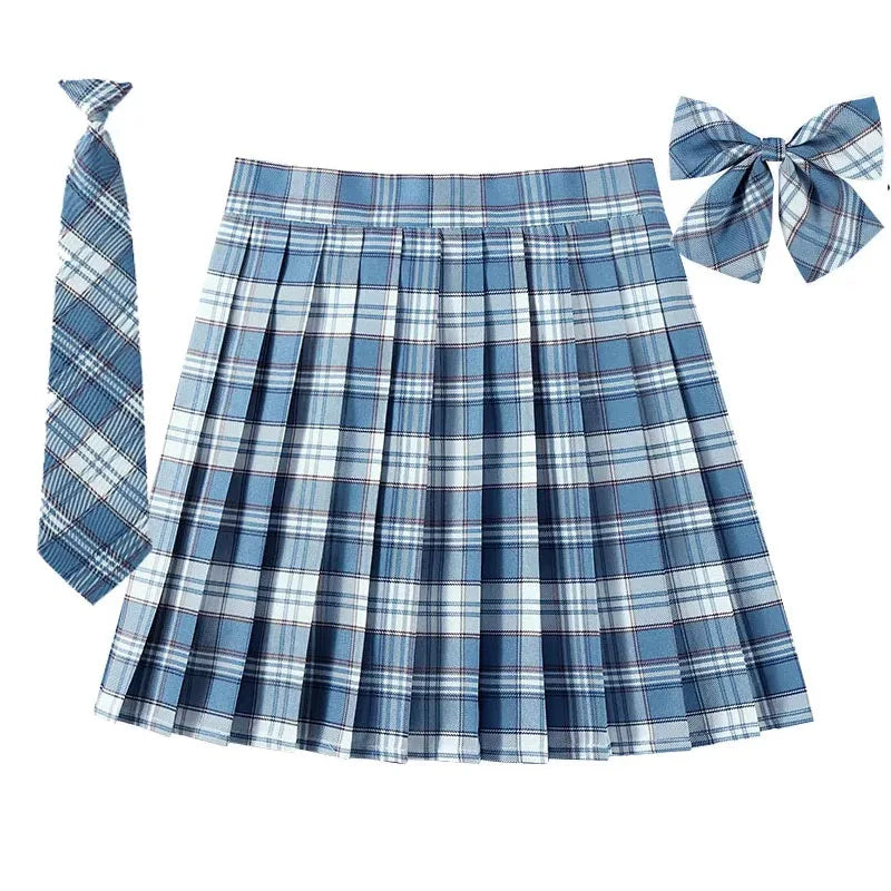 Frauen Hohe Taille Gefaltete Rock Plaid Krawatte Sommer Neue Harajuku Preppy Mini EINE Linie Japanische Schule Uniformen Mädchen Kawaii Rock So ist Leben