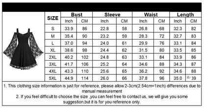 2022 neue Gothic Eine-schulter Spitze Nähte Ausgestellte Ärmel Kleid Literarischen Vintage Herbst Grunge Schwarz A-line Kleid Punk Party So ist Leben