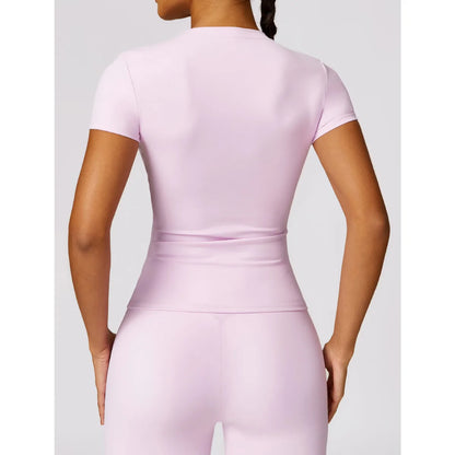 NCLAGEN Damen-Laufsport-T-Shirt, Sommer, kurzärmelig, Rundhalsausschnitt, atmungsaktiv, dehnbar, für Fitnessstudio, Yoga, schlank, Fitness, aktives Top-T-Shirt So ist Leben