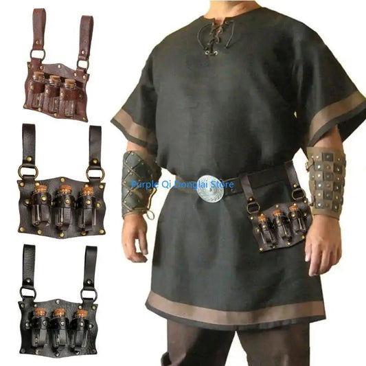 L21E Alchemist Belt Steampunk Kostüm PU Ledertrankträger Magics Flügelhalte So ist Leben
