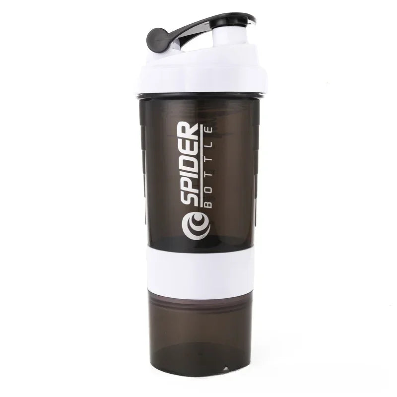 500 ml geschichtete Proteinflasche, Pulvershaker mit Pulver-Aufbewahrungsbehälter, große Wasserflasche, Wasserflasche mit Draht-Rührkugel So ist Leben