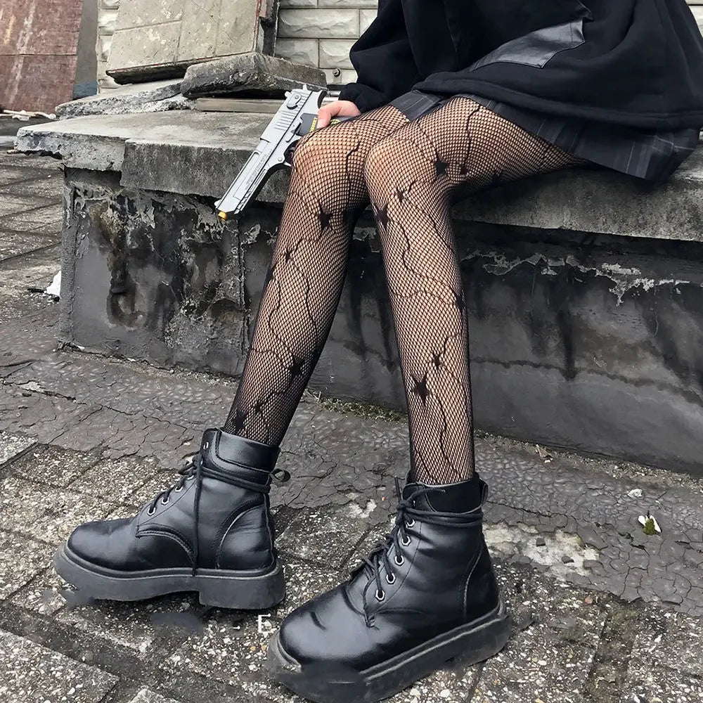 Klassische Lolita Höhlte Heraus Spitze Mesh Strümpfe Mit Flachem Boden Strumpfhosen Frauen Sexy Japanische Mädchen Gothic Punk Retro Spinne Web Strumpfhosen So ist Leben