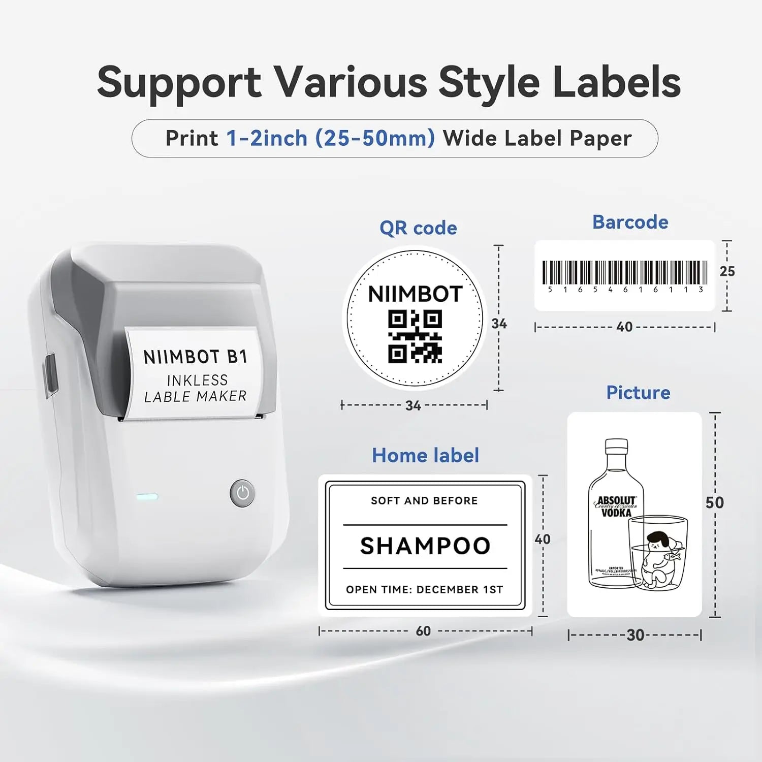 NIIMBOT B1 Tragbarer Thermodrucker mit Bändern, 5,1 cm, selbstklebende Etikettenmaschine, Mini-Bluetooth-Aufkleberhersteller, wasserdichte Etikettenrolle So ist Leben