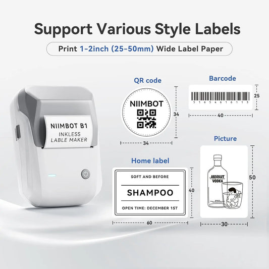 NIIMBOT B1 Tragbarer Thermodrucker mit Bändern, 5,1 cm, selbstklebende Etikettenmaschine, Mini-Bluetooth-Aufkleberhersteller, wasserdichte Etikettenrolle So ist Leben
