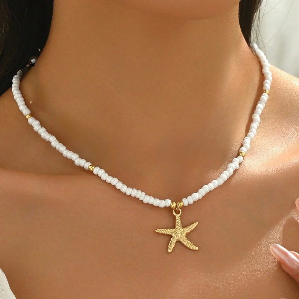 Modische natürliche Muschel-Perlen-Halskette, Muschel-Anhänger, vom Ozean inspirierter Schmuck, Halsband, geeignet für Frauen, Urlaub, Party, Alltag So ist Leben