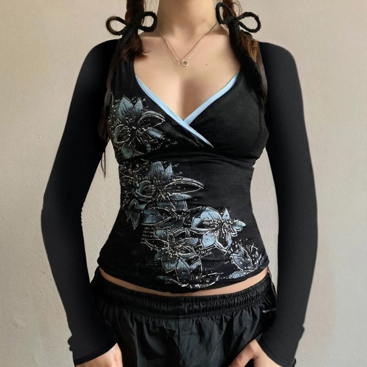 Amerikanisches Retro-Kontrastfarben-T-Shirt mit V-Ausschnitt, bedruckt, würziges Mädchen, schmale Passform, Herbst, Y2K, Harajuku-Stil, Punk, sexy, rückenfreies Top So ist Leben