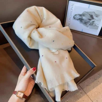 Retro koreanischen Stil Damen Schal Winter warm Quastenbesatz Nachahmung Kaschmir Schal Wrap Polyester frisch süß cremiger Stil So ist Leben