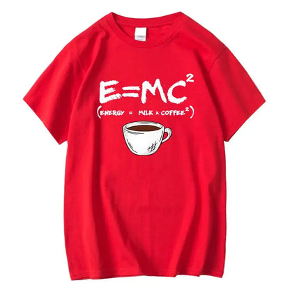 Lässiges, lustiges T-Shirt aus Baumwolle mit „Energy=Milch+Kaffee“-Aufdruck - So ist Leben