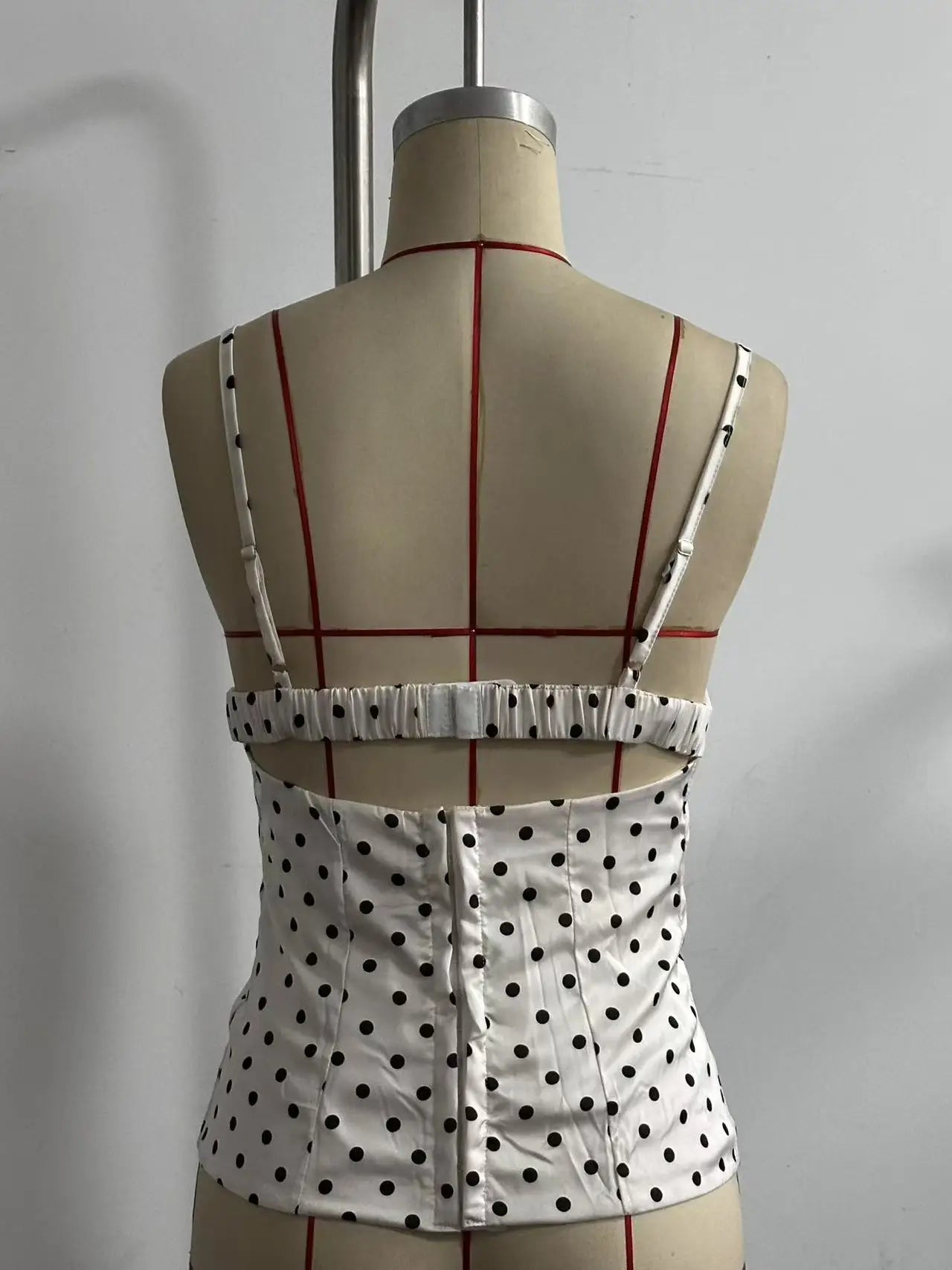 Elegantes Damen-Cami-Top mit Polka Dots und Spitzenbesatz, Sexy Rückenfreies Figurbetontes Camisole-Top, Sommer Vintage Y2k Tops Streetwear So ist Leben