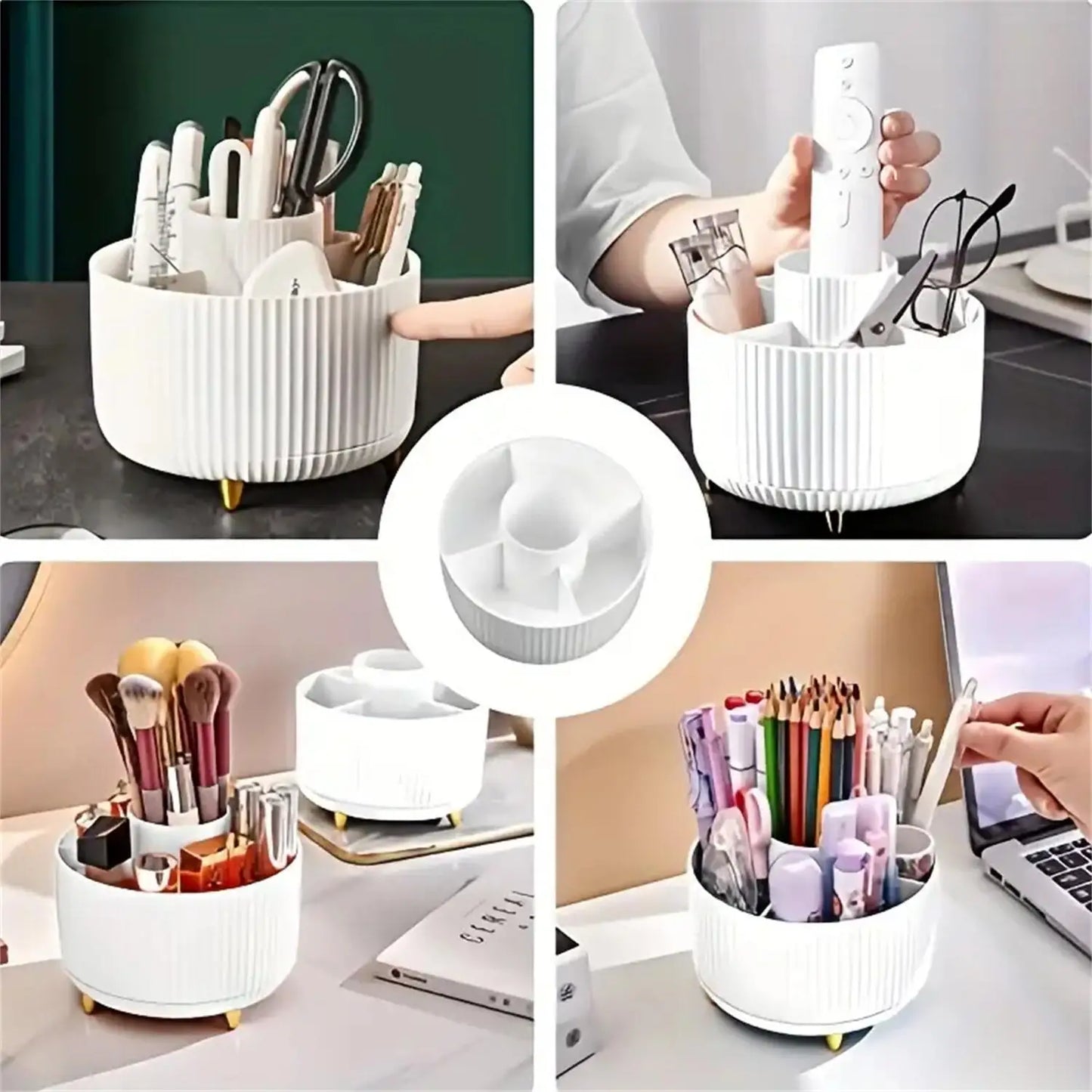 360 °   Rotierender Make-up-Organizer – 1 Stück Kunststoff-Kosmetikaufbewahrung mit 5 Fächern – multifunktionaler Halter für Pinsel So ist Leben
