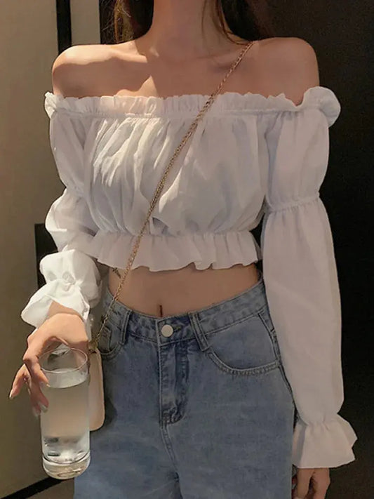 Top Langarm Schulter Sommer Tube Top - So ist Leben