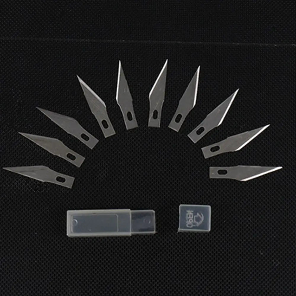 10PCS Klingen Cutter Handwerk Holz Carving Messer Gravur Nicht-Slip Metall Skalpell Messer Teile Handy PCB Reparatur hand Werkzeuge So ist Leben