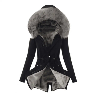 Damen-Jacke aus Baumwollmischung mit Reißverschluss, winddichter Winter-Daunenmantel mit pelzigen Kapuzentaschen, Reißverschluss für das Wetter So ist Leben