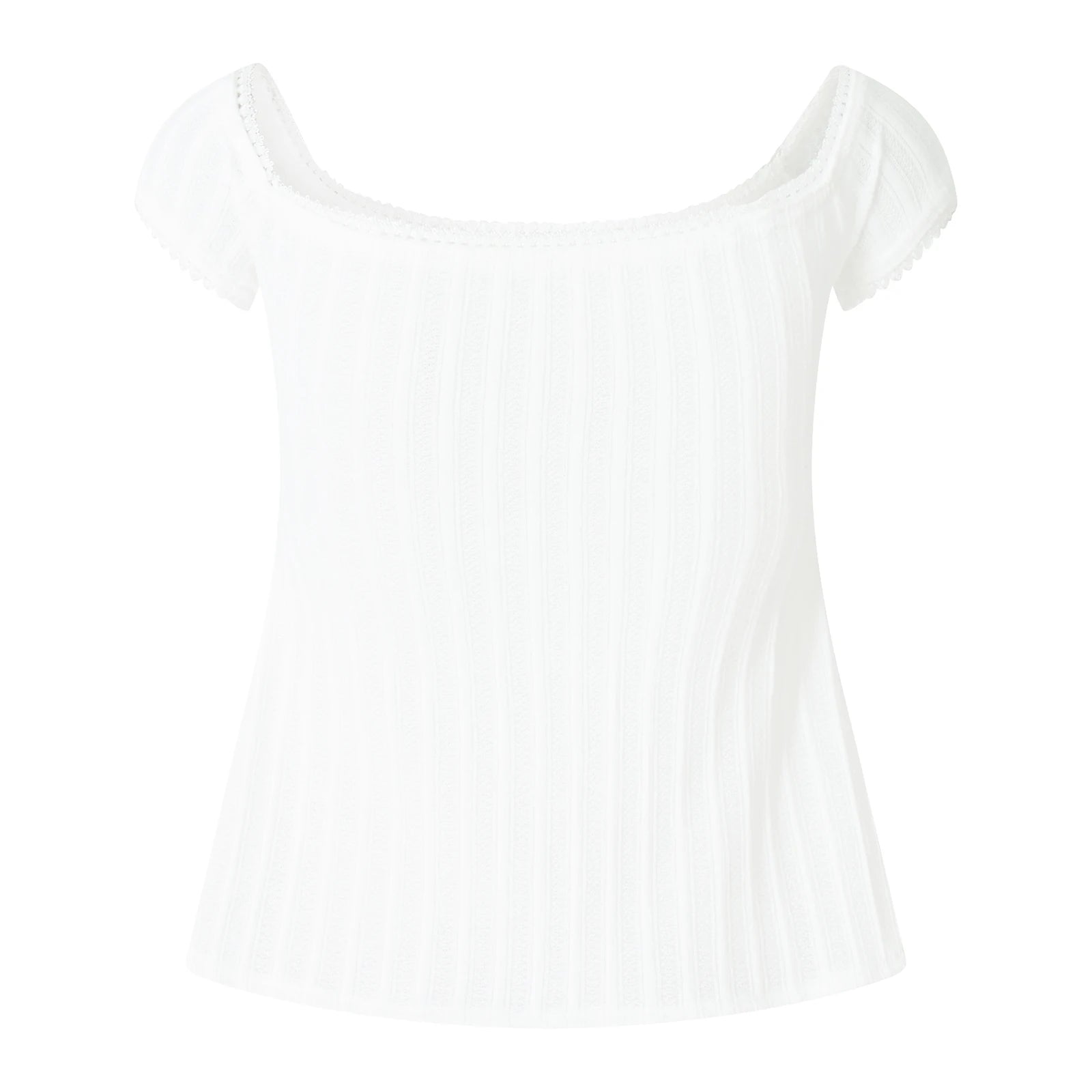 Süßes, mädchenhaftes, kurzärmliges, kurzes Oberteil für Damen, Sommer, einfarbig, quadratischer Ausschnitt, Basic-T-Shirt für Party, Streetwear So ist Leben