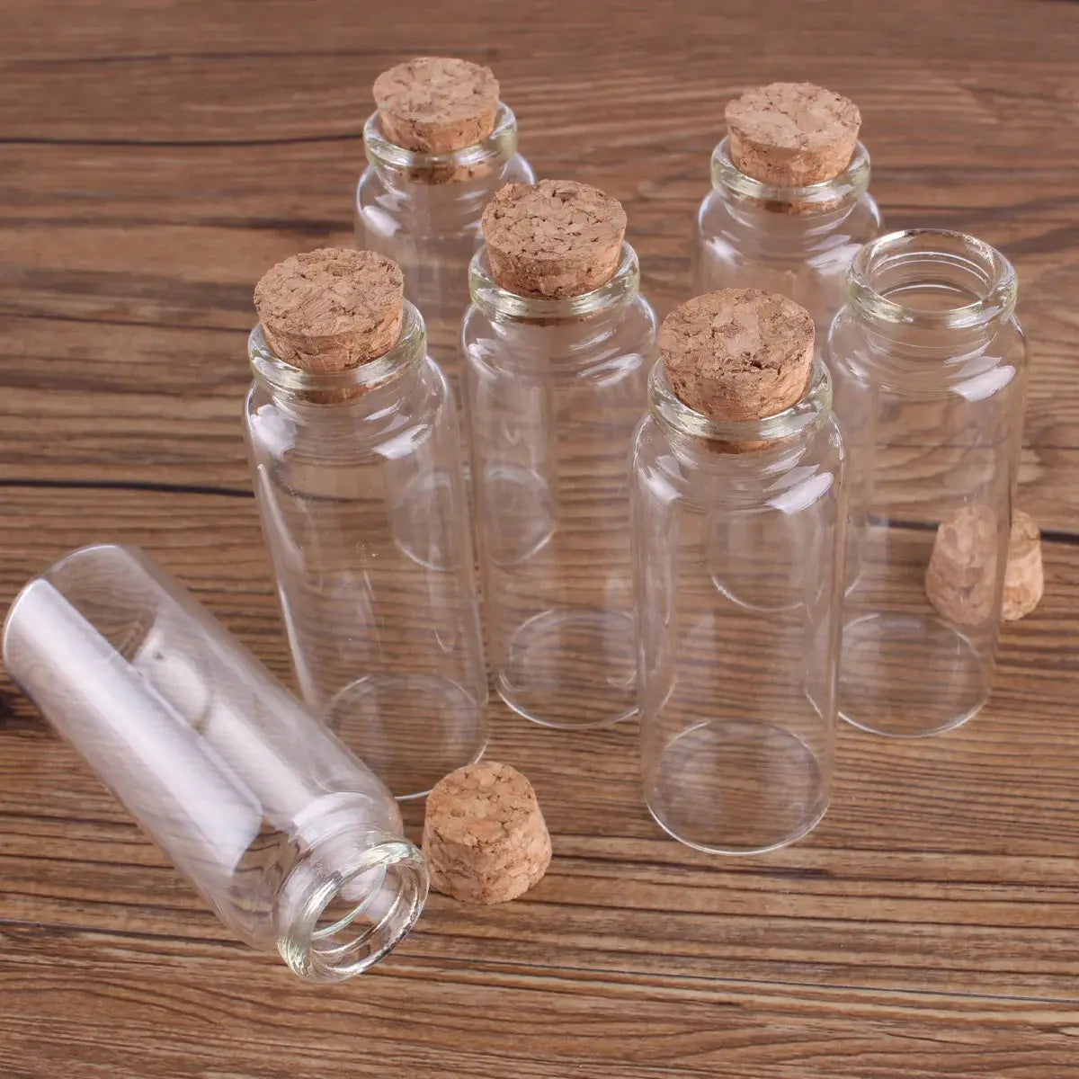 24 Stück 10 ml, 15 ml, 20 ml, 25 ml, 30 ml, niedliche Klarglasflaschen mit Korken, leere Gewürzflaschen, Gläser, DIY-Bastelfläschchen - So ist Leben