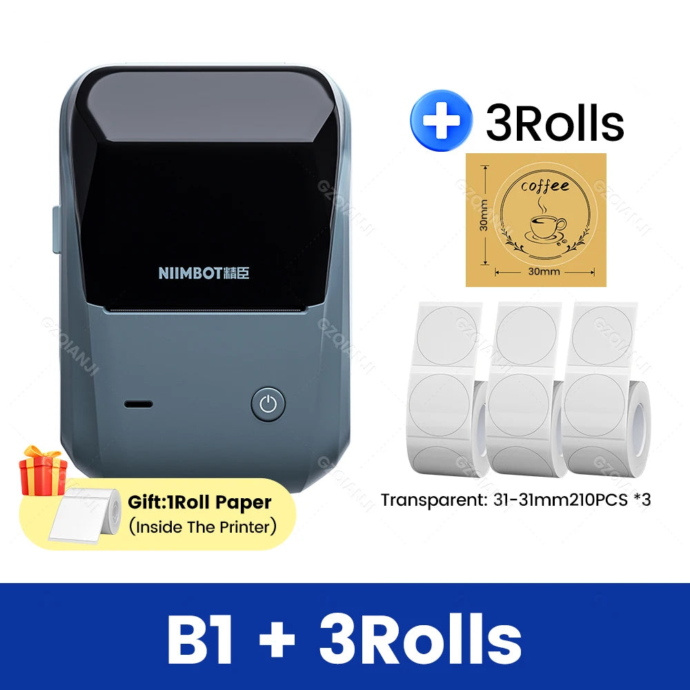 Original Niimbot B1 Etiketten drucker Farbe runde Aufkleber Handheld tragbare Bluetooth selbst klebende Etikettierung Business-Maschine klein So ist Leben