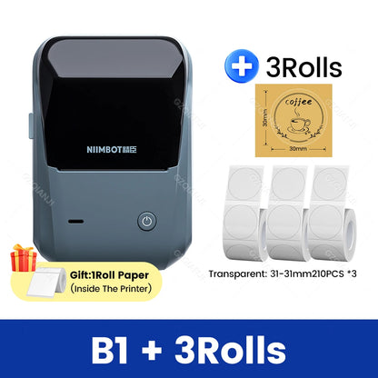 Original Niimbot B1 Etiketten drucker Farbe runde Aufkleber Handheld tragbare Bluetooth selbst klebende Etikettierung Business-Maschine klein So ist Leben